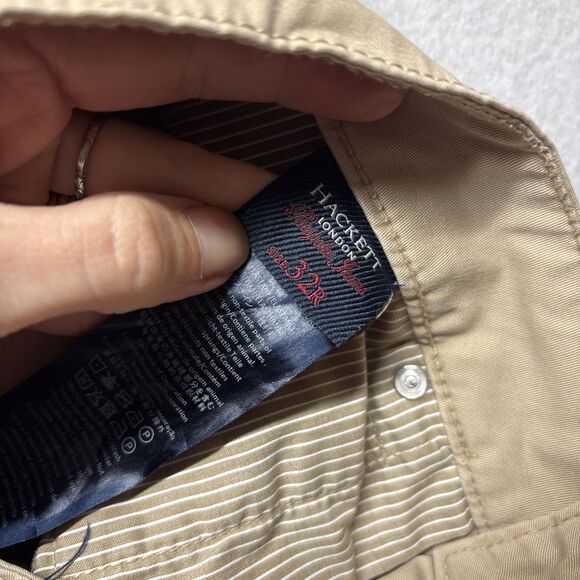 Hackett London Pants Men’s 32 R Oatmeal Trinity 5 pocket Trousers Khaki Bespoke - Picture 3 of 6
